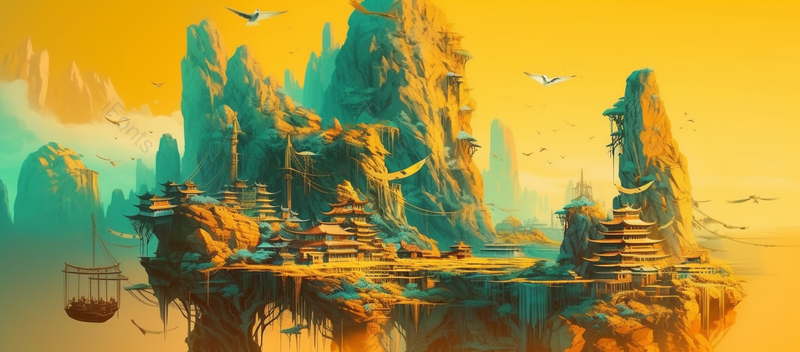 橙色山峰山脉山水国画背景图,插画/手绘图,插画/手绘图库,插画/手绘图下载,插画/手绘
